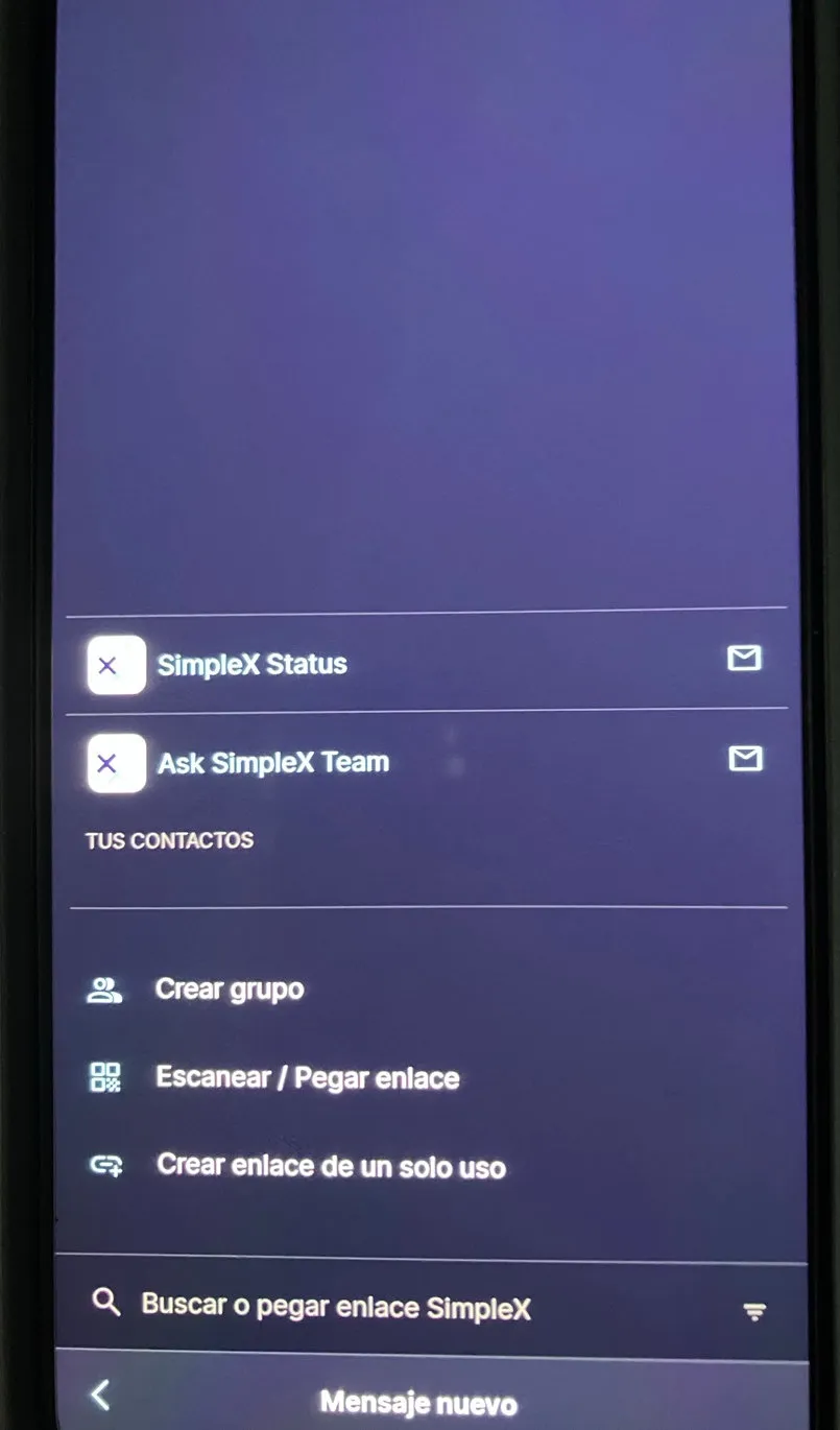 Dispositivo en la pantalla "Mensaje nuevo"