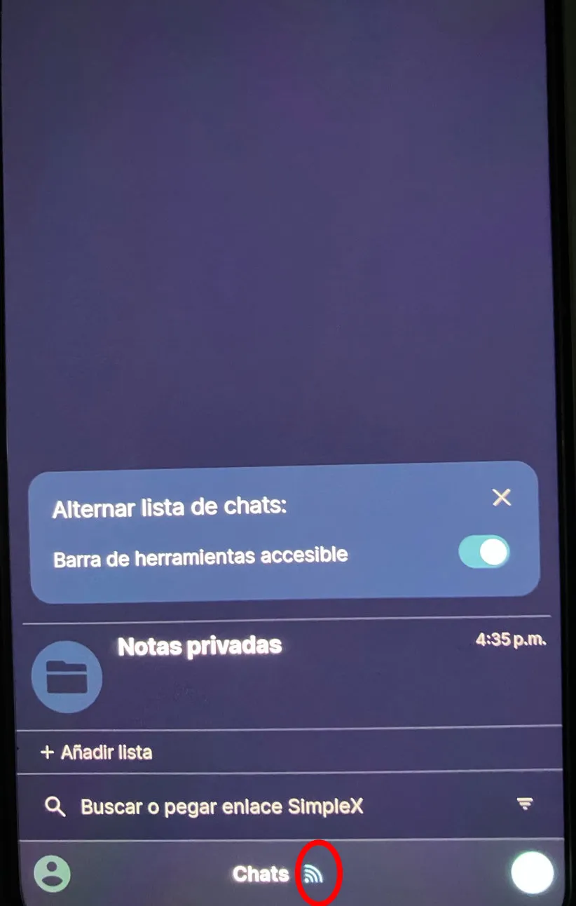 Dispositivo en la pantalla principal